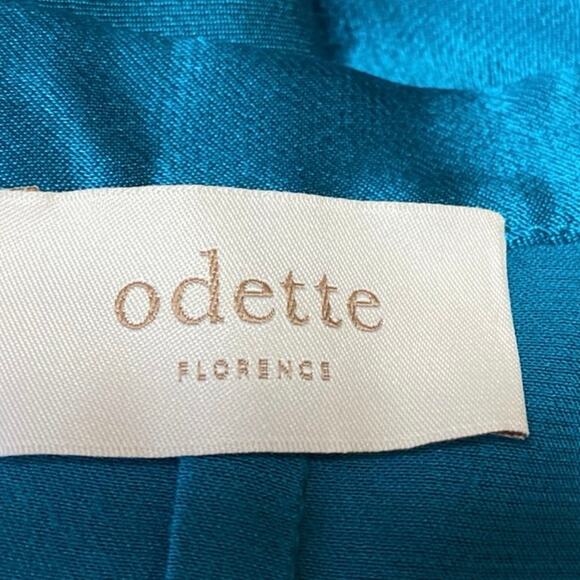 Odette Women's Blue Silk Satin High Waisted Wide Leg Trousers Pants Size S - Picture 4 of 5